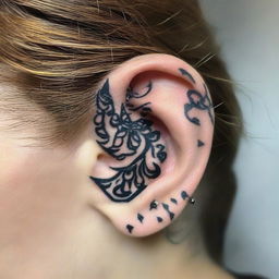 A stylish ear tattoo with an intricate and unique design