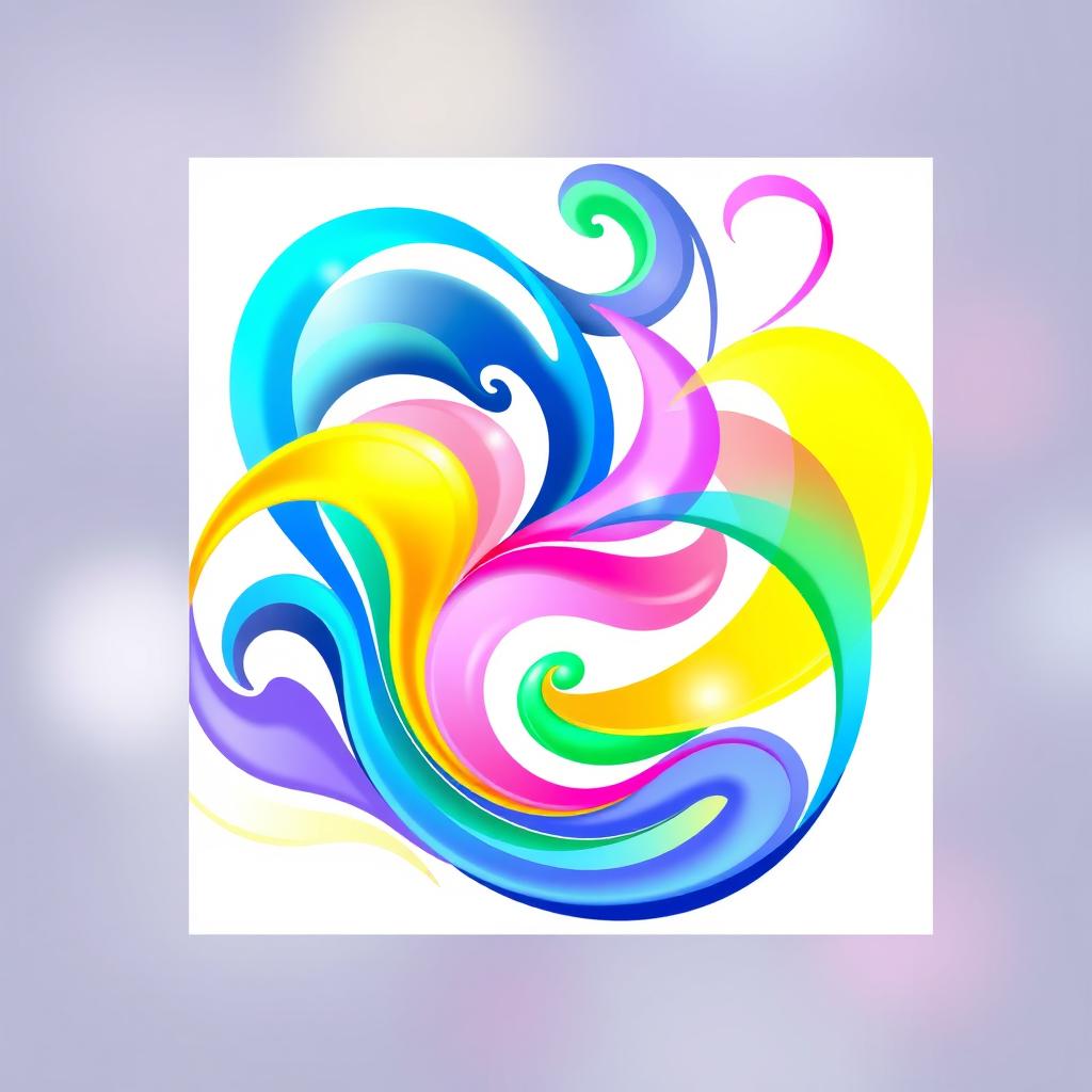 A visually striking PNG illustration showcasing an abstract, colorful pattern that combines organic shapes and geometric elements, with vibrant hues blending harmoniously together