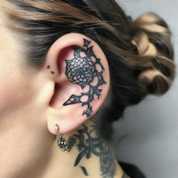 A stylish ear tattoo with an intricate and unique design