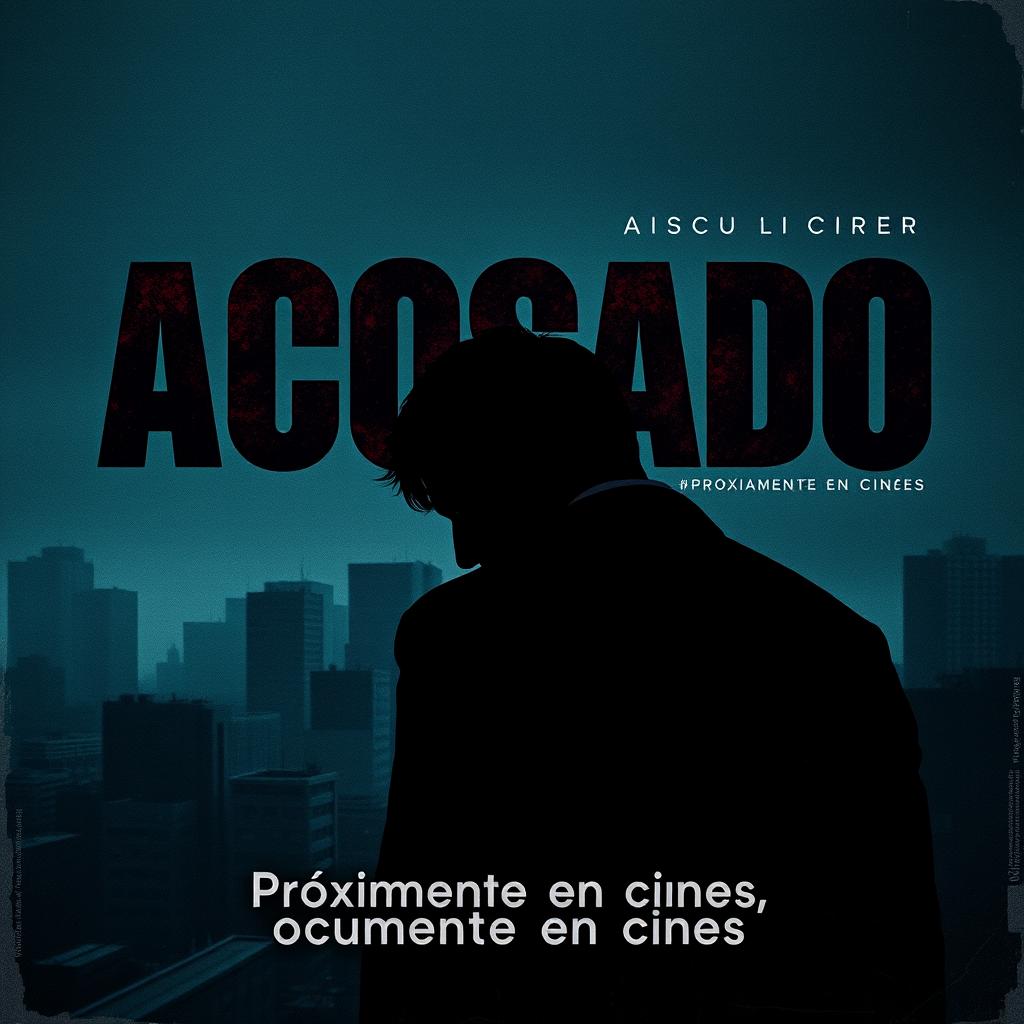 A dramatic movie poster for a film titled 'Acosado', featuring a dark and moody atmosphere