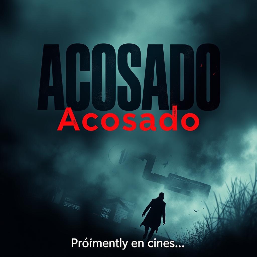 A captivating movie poster with the title 'Acosado' prominently displayed at the top in large, impactful typography