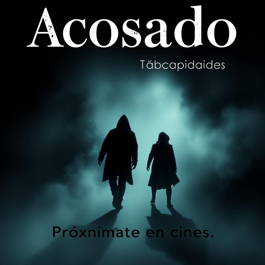 Un cartel atractivo con el título 'Acosado' en la parte superior, presentando una tipografía grande y llamativa