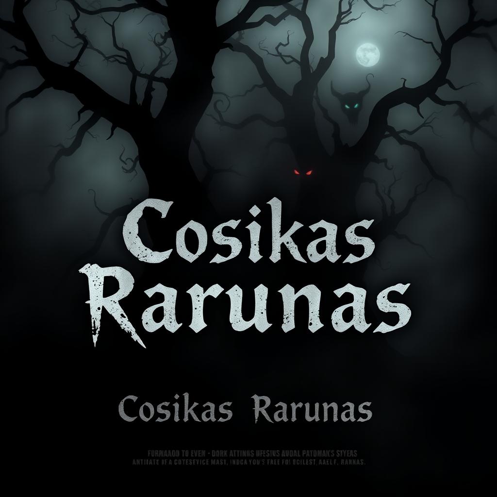 A suspenseful movie poster for 'Cosikas Rarunas', designed to evoke a sense of fear