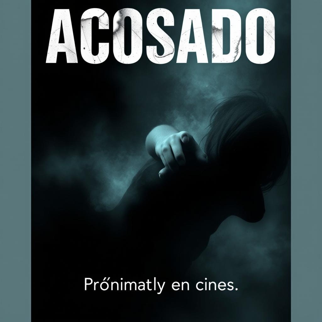 Un cartel impactante con el título 'Acosado' en la parte superior, presentado en una tipografía grande y llamativa