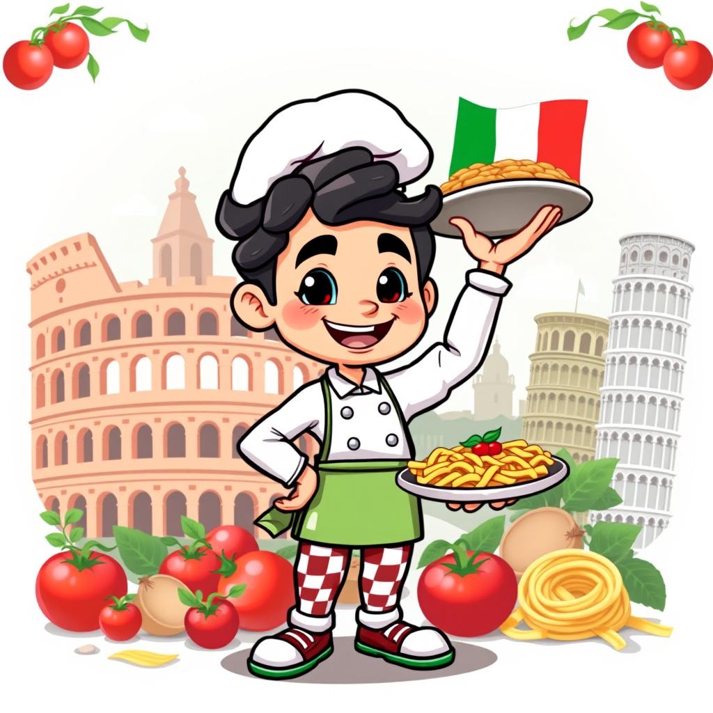 A stylized cartoon character named PhasmoBoy, who embodies Italian culture
