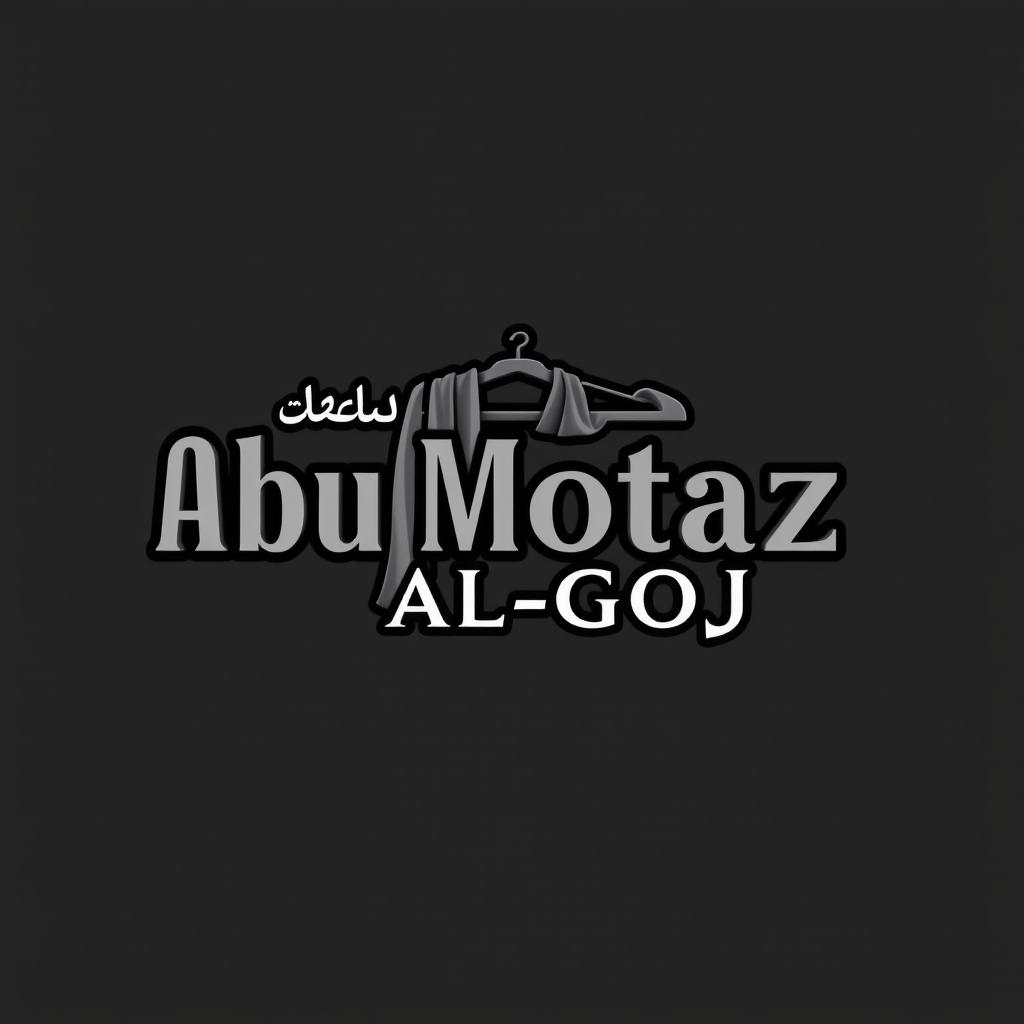 A 3D logo design for a clothing store named 'Abu Motaz Al-Goj'