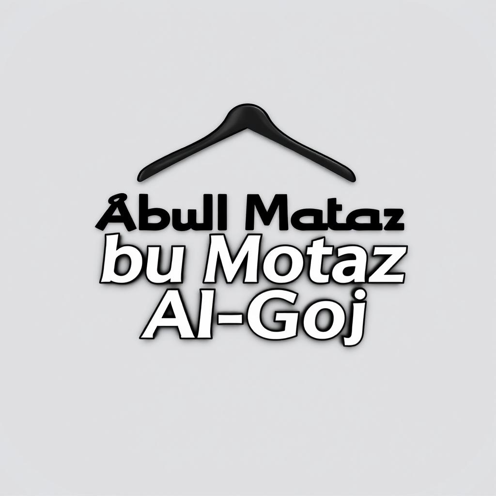 A 3D logo design for a clothing store named 'Abu Motaz Al-Goj'