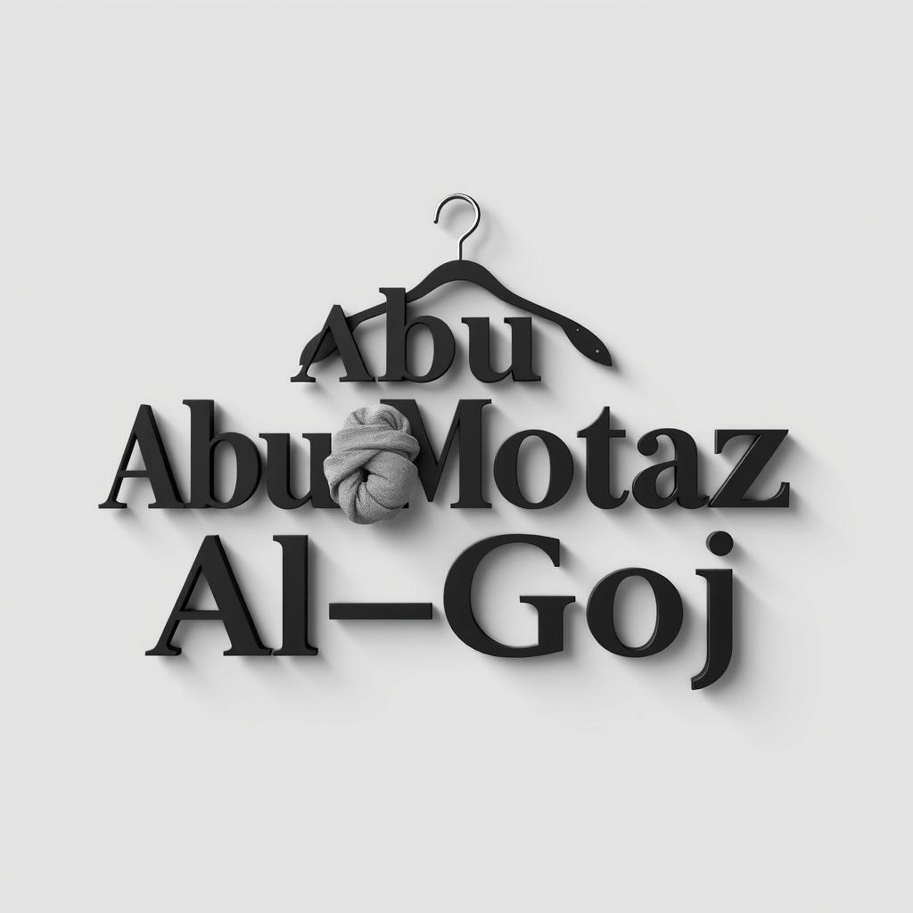 A 3D logo design for a clothing store named 'Abu Motaz Al-Goj'