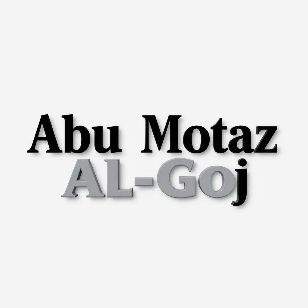 A 3D logo design for a clothing store named 'Abu Motaz Al-Goj' in a sleek and modern style