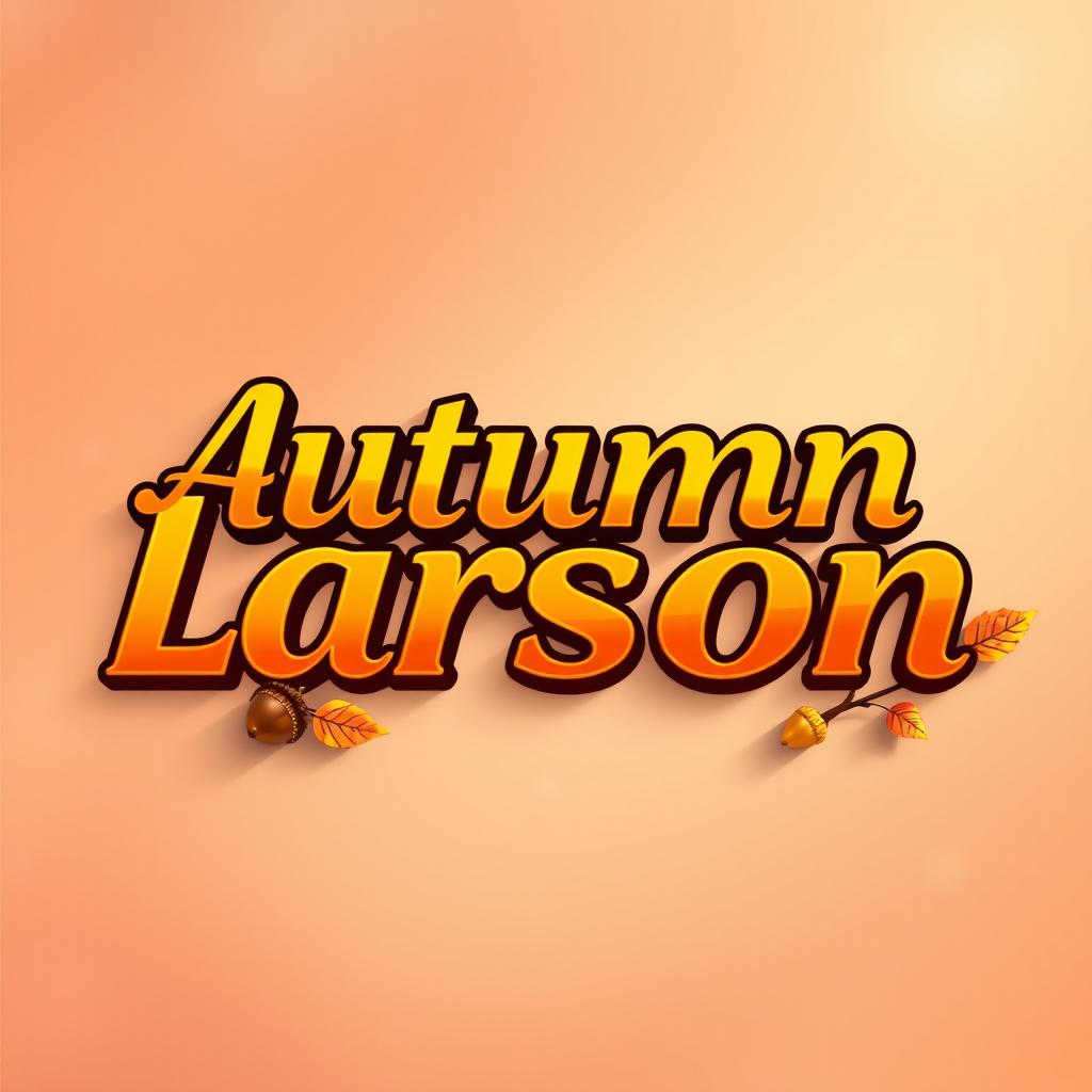 A modern and striking logo design featuring the name 'Autumn Larson' crafted in an eye-catching 3D font that radiates sophistication and creativity