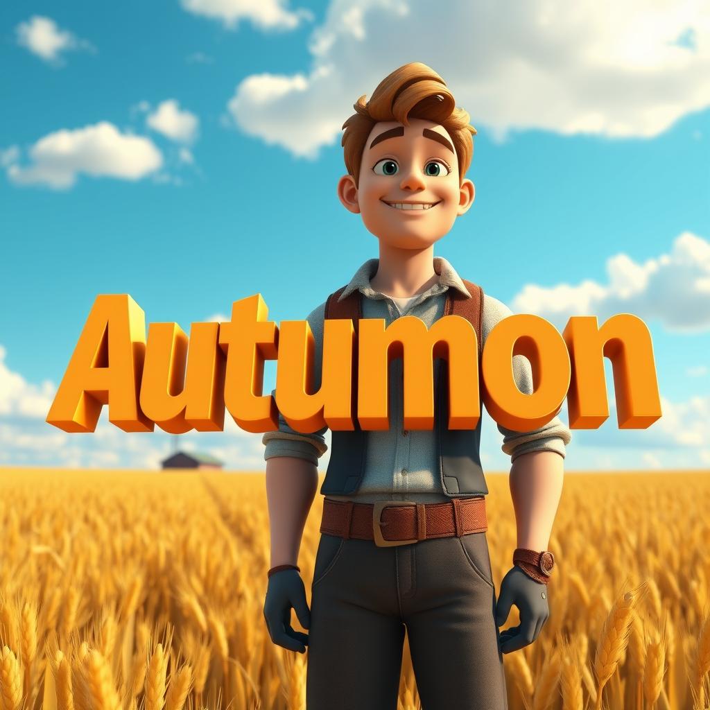 An engaging 3D male character stands confidently, with a friendly expression, featuring realistic and cartoon-like elements