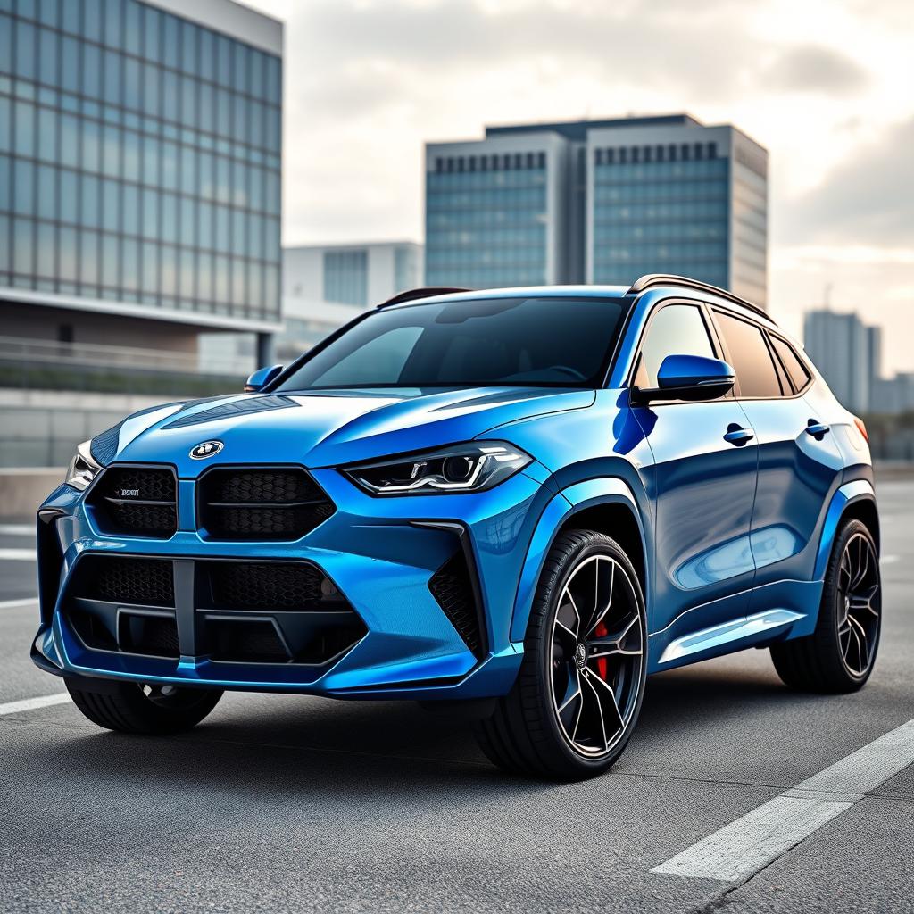 A stunning car design that combines features from a Lamborghini Huracan and a 2021 BMW X3