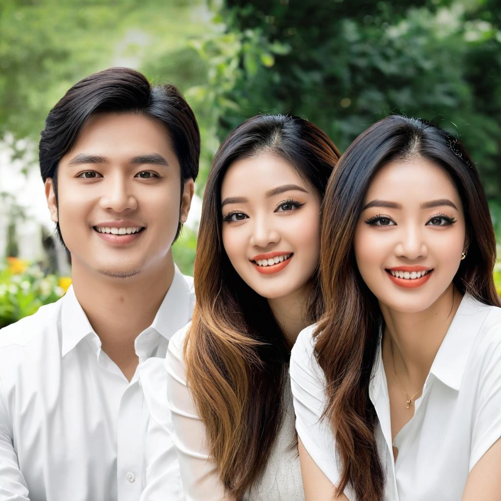combine the two images into a realistic one. incorporate the first image to the second image, placing the girl beside the man at the center on the second image. do not change the real faces in the picture. make it as real as possible.