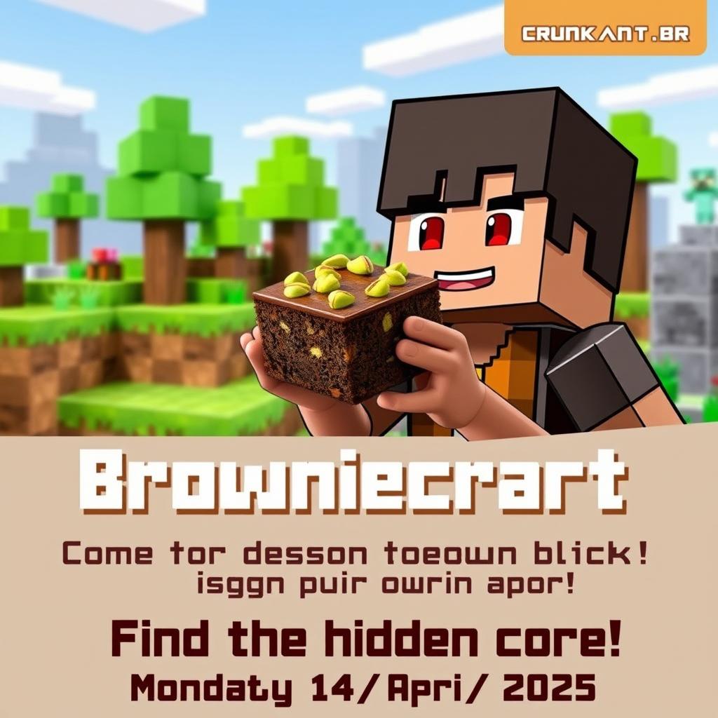 A colorful advertisement for a Minecraft-themed brand called 'Browniecraft'