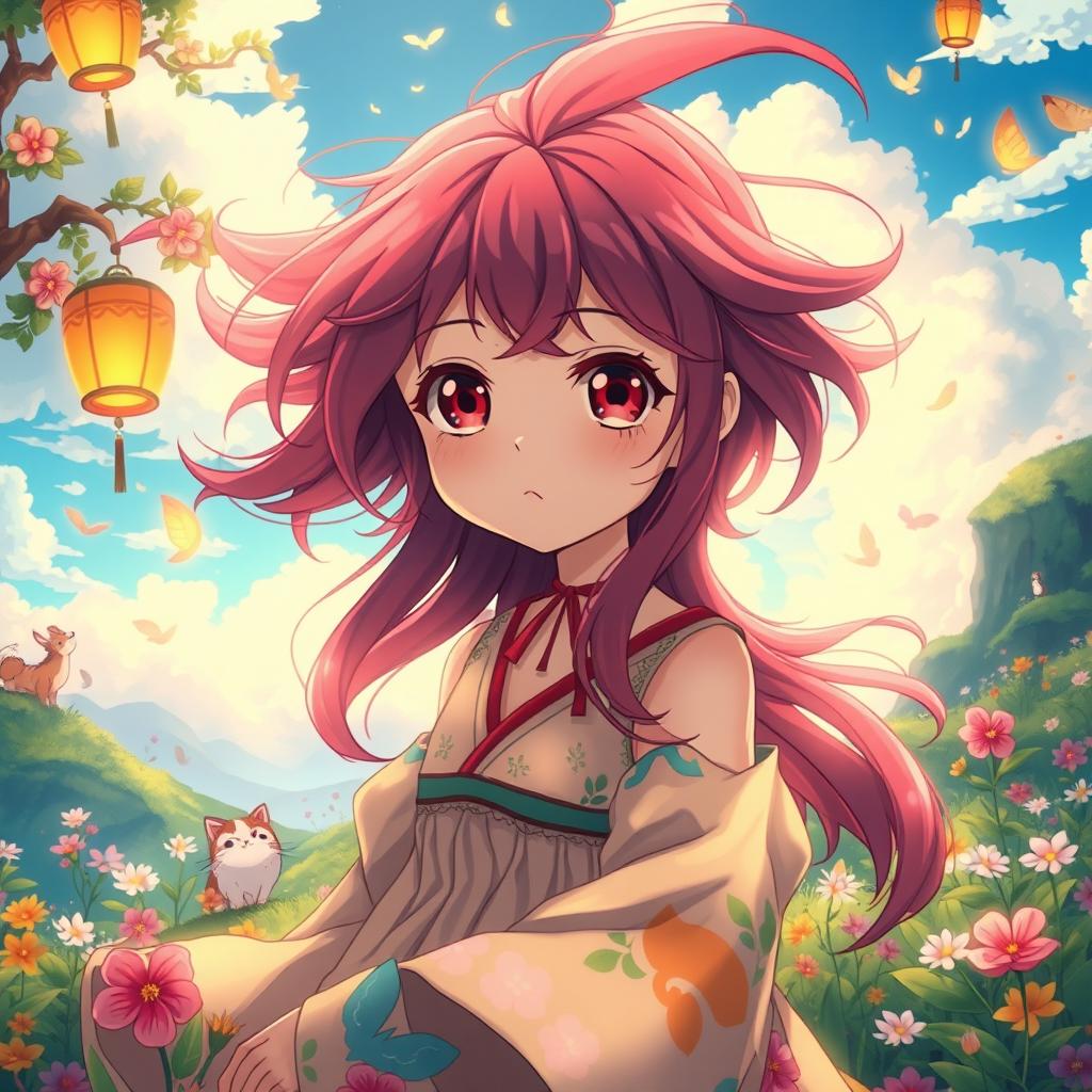 A breathtaking anime-style portrait inspired by Studio Ghibli, capturing the essence of magical realism and whimsical charm