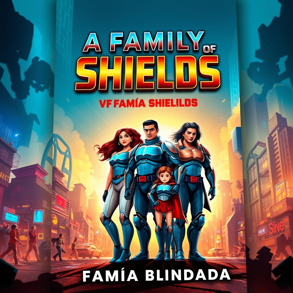 A captivating book cover for a novel titled 'A Family of Shields' (Família Blindada)