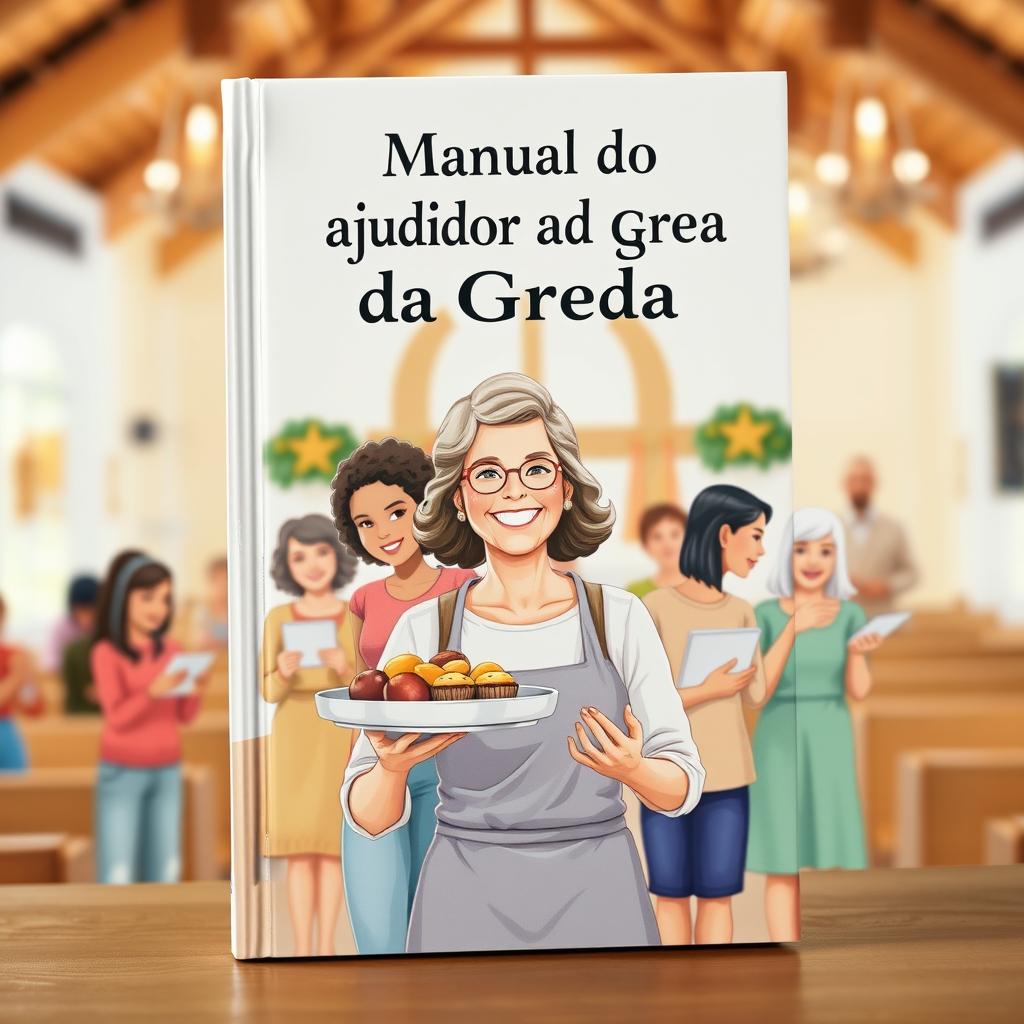 A heartfelt and welcoming book cover for 'Manual do Ajudador da Igreja' (Church Helper's Handbook)