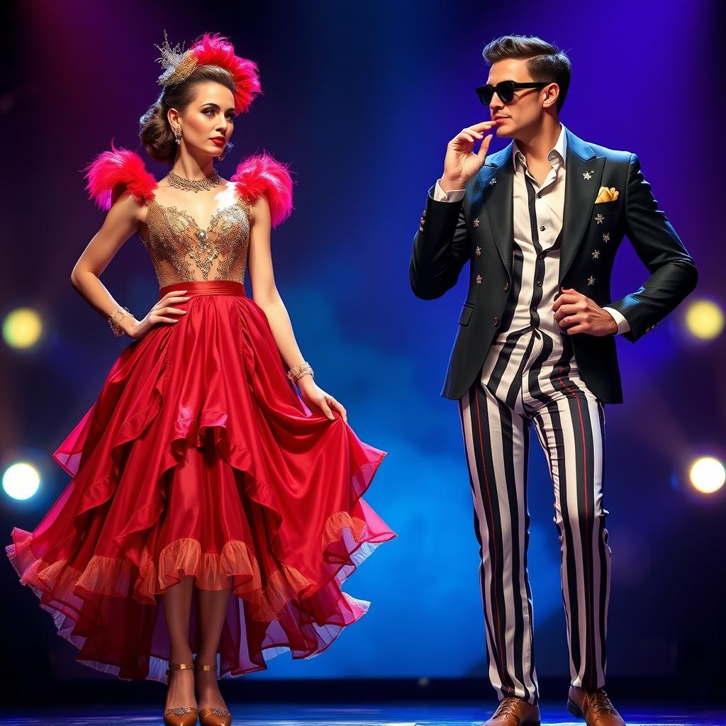 A circus performance titled "¡Viva Las Vegas!" inspired by Cirque Du Soleil, featuring innovative and beautiful costume designs