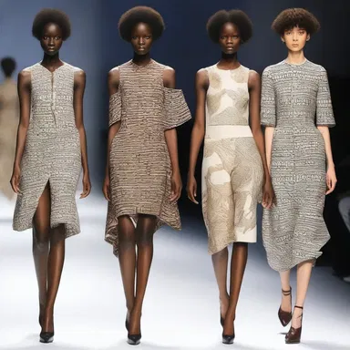 The fashion designer showcased a collection inspired by animistic patterns and animal motifs.