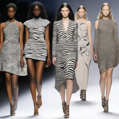 The fashion designer showcased a collection inspired by animistic patterns and animal motifs.