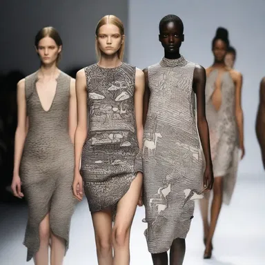 The fashion designer showcased a collection inspired by animistic patterns and animal motifs.