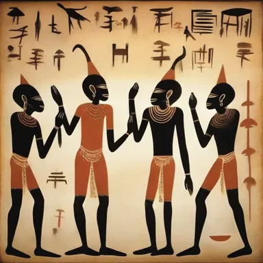 The painting depicted an animistic ritual performed by an ancient tribe.