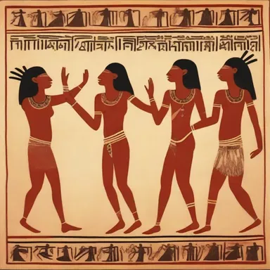 The painting depicted an animistic ritual performed by an ancient tribe.