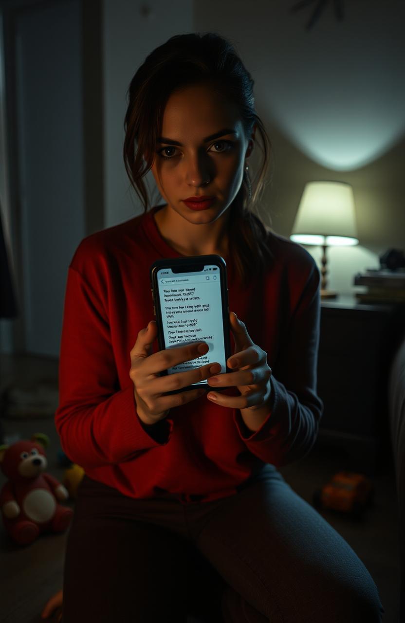 A dark and intriguing scene depicting a suspenseful, cinematic thriller narrative