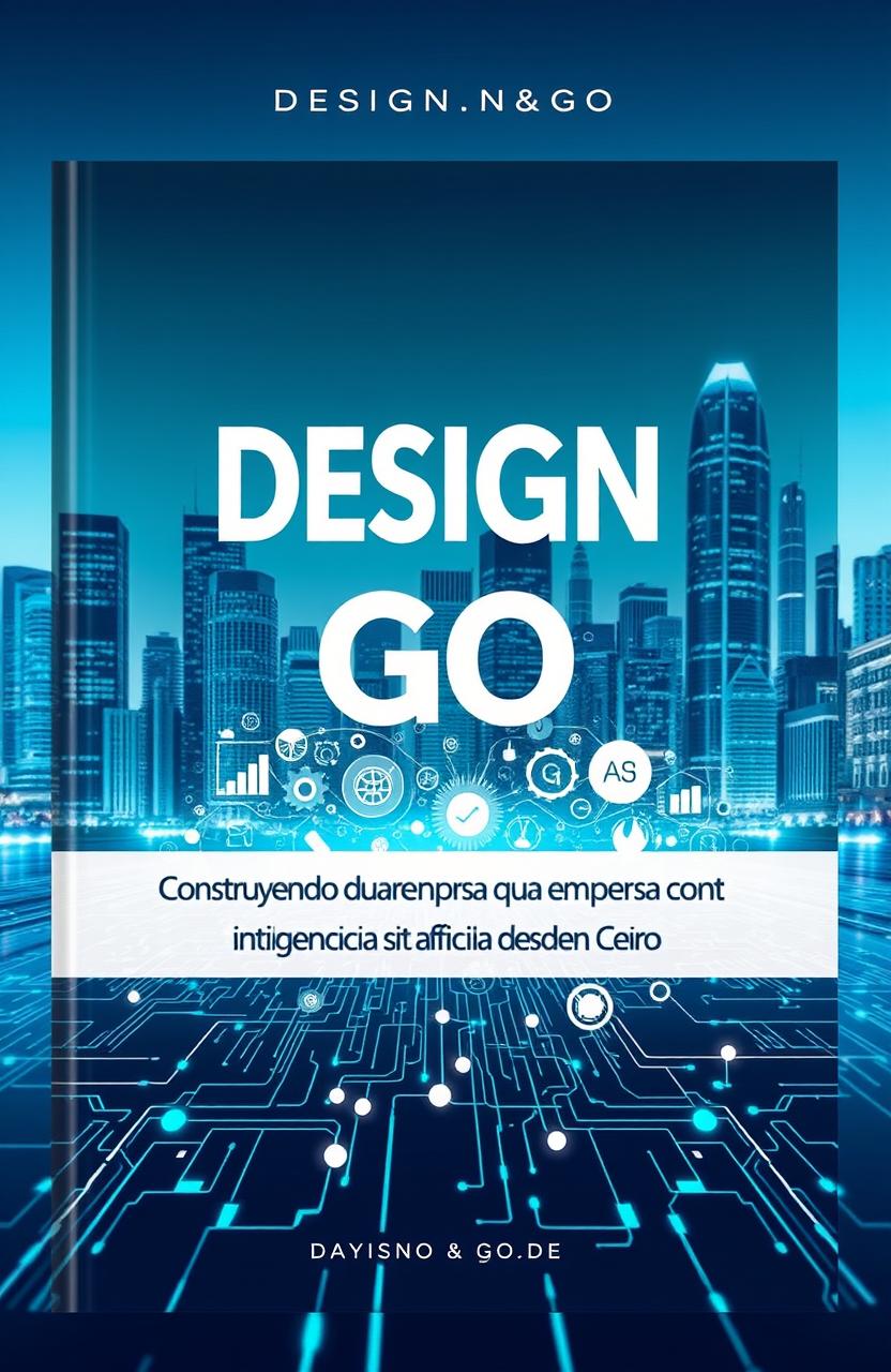 A sleek, modern book cover design for 'Design & Go: Construyendo una Empresa con Inteligencia Artificial desde Cero' by Design&Go