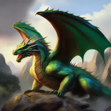 The artist used animize techniques to bring the dragon in the fantasy painting to life.