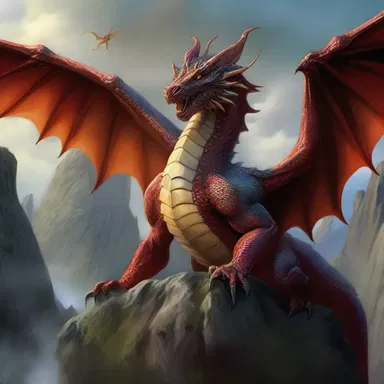 The artist used animize techniques to bring the dragon in the fantasy painting to life.