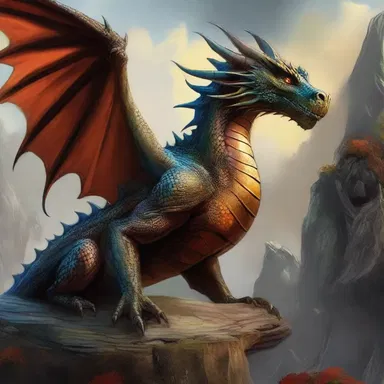 The artist used animize techniques to bring the dragon in the fantasy painting to life.