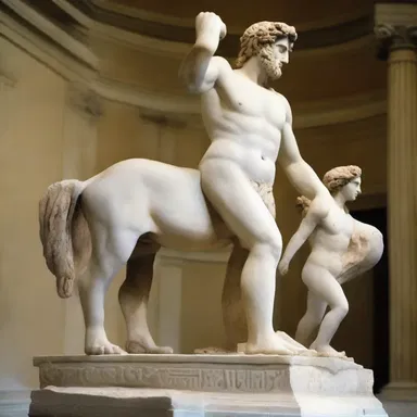 The ancient Greek sculptures were animized, portraying mythical creatures with lifelike features.