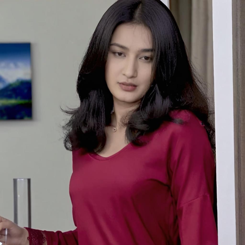 Contemplative Style: A Mysterious Young Woman at Home