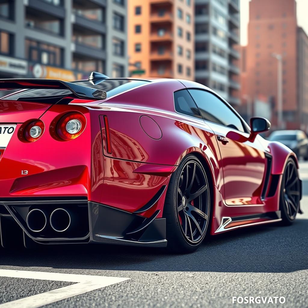 A stunning modified sports car featuring a Liberty Walk bodykit, which enhances its aerodynamic profile with bold flares and aggressive styling