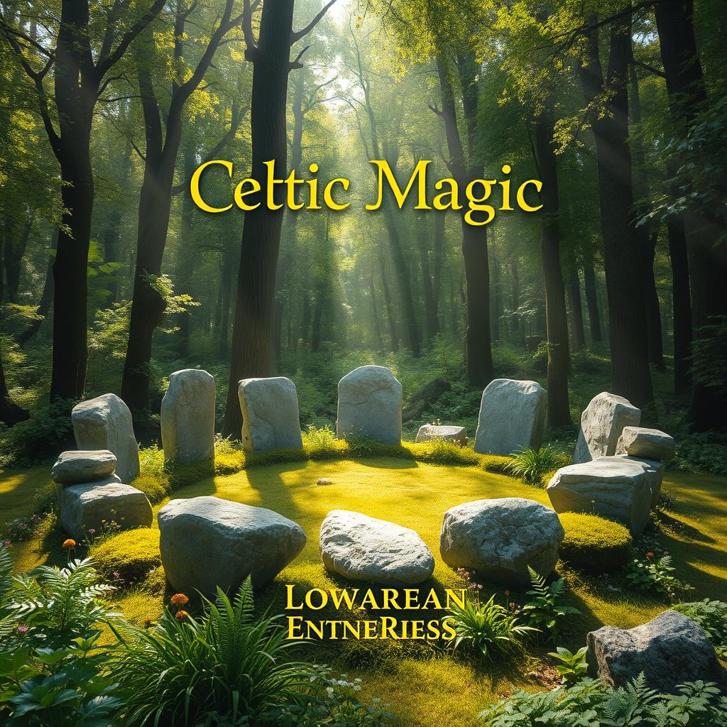 An enchanting book cover design centered around the theme of Celtic magic