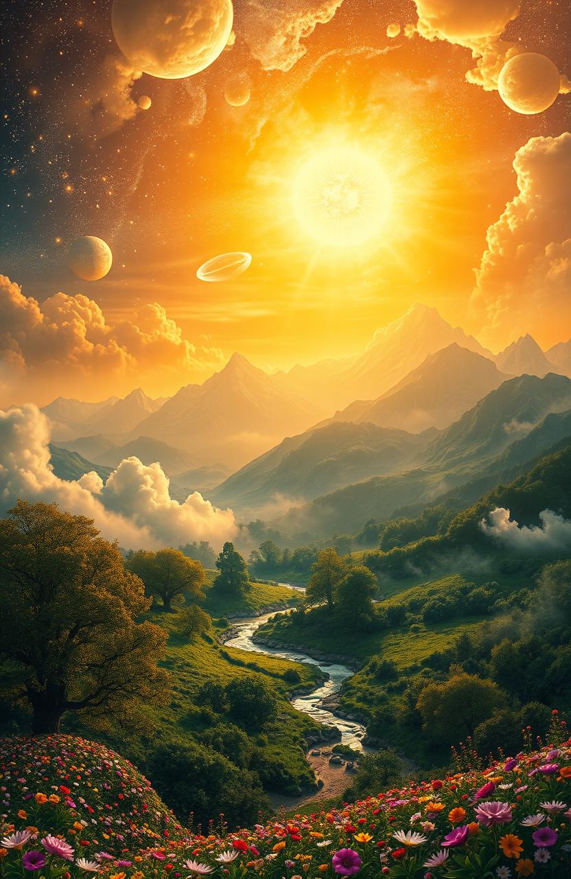 The eternal truths of heaven and earth depicted in a grand, cosmic scene