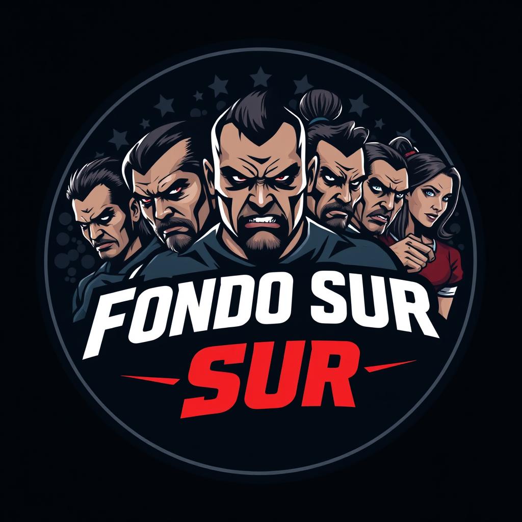 A round logo design in an ultra/hooligan style, featuring the text 'Fondo Sur' prominently displayed