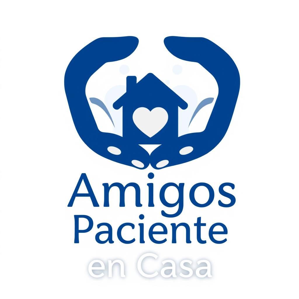 Minimalist flat-design logo for an elderly home care service called 'Amigos Paciente en Casa'