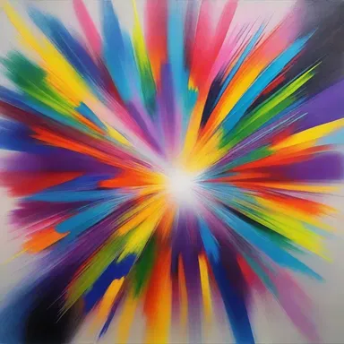 The abstract painting depicted an explosion of vibrant anionic colors.