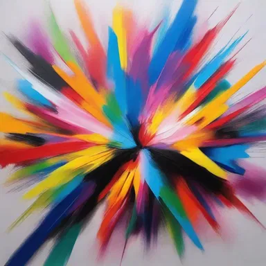 The abstract painting depicted an explosion of vibrant anionic colors.