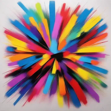 The abstract painting depicted an explosion of vibrant anionic colors.