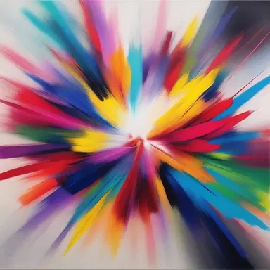 The abstract painting depicted an explosion of vibrant anionic colors.