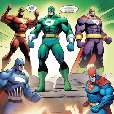 The comic book features anionic villains with unique abilities that challenge the superhero's strength.
