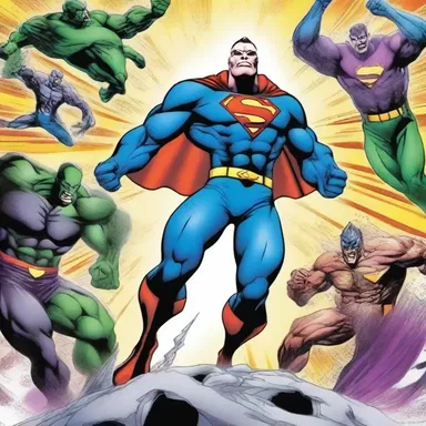The comic book features anionic villains with unique abilities that challenge the superhero's strength.