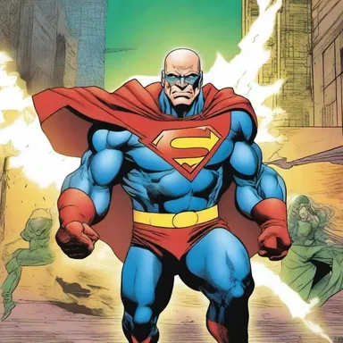 The comic book features anionic villains with unique abilities that challenge the superhero's strength.