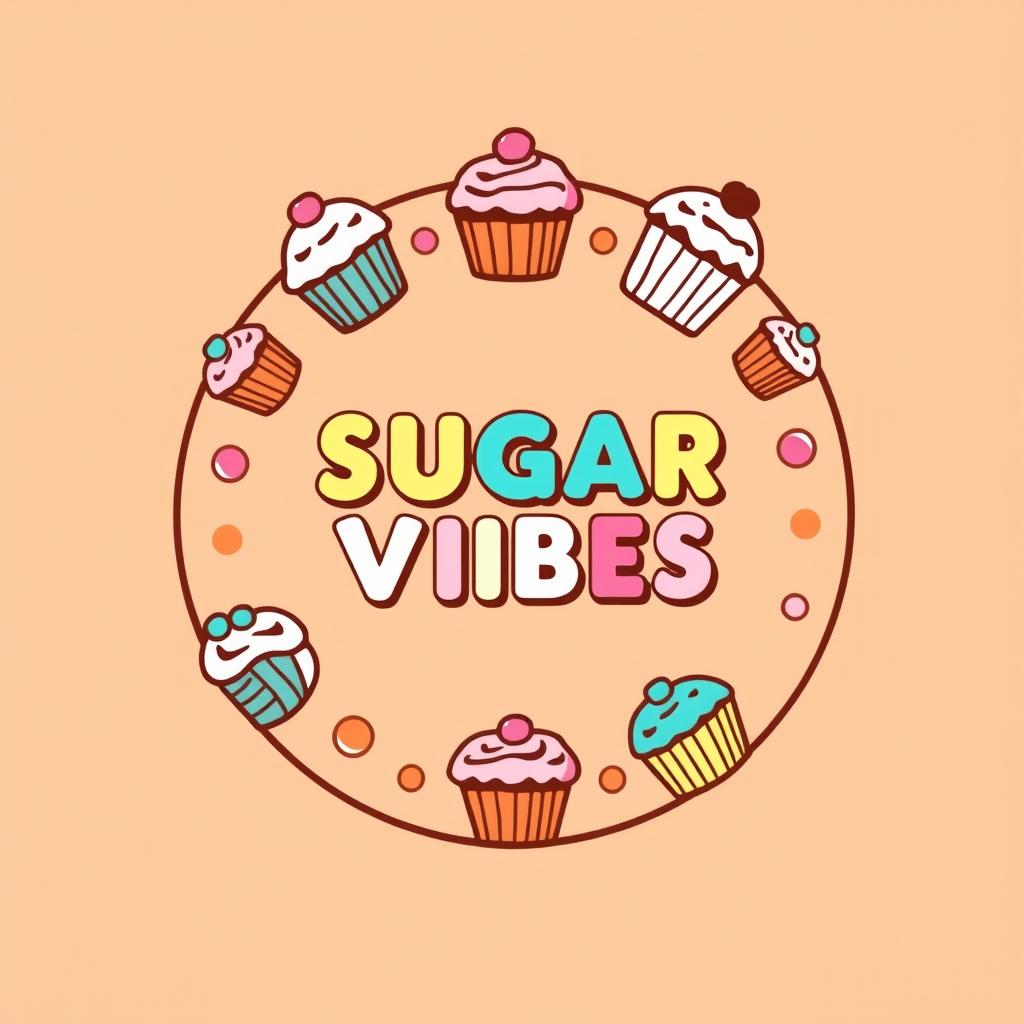 A circular logo design with the text 'SUGAR VIBES' prominently displayed