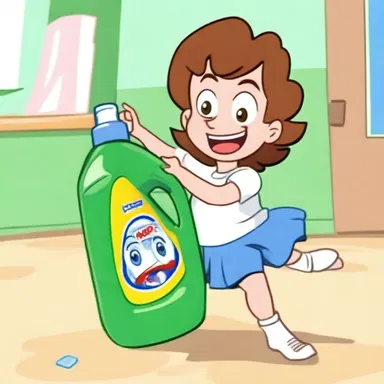 In the animated series, the mischievous character always carried a bottle of anionic detergent to create slippery pranks.
