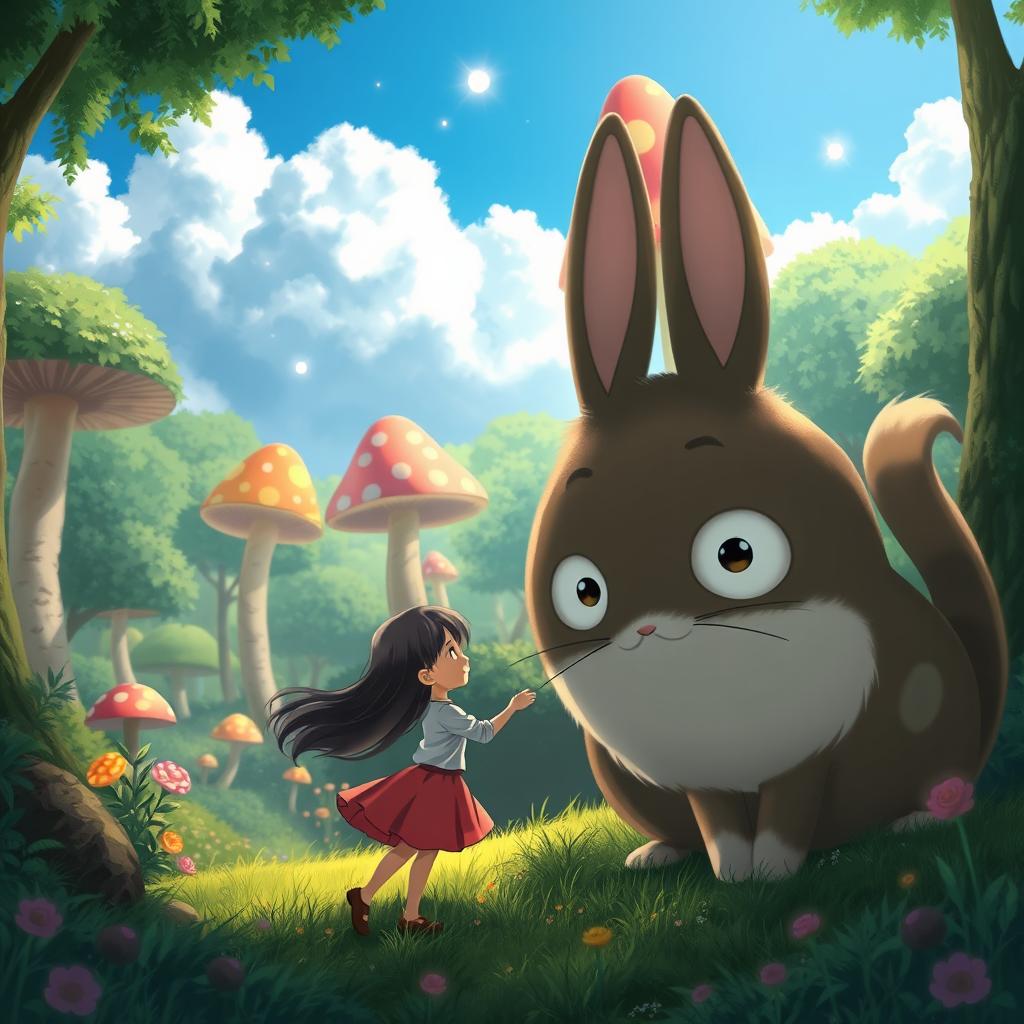 A whimsical and enchanting scene inspired by the charming and imaginative style of Studio Ghibli