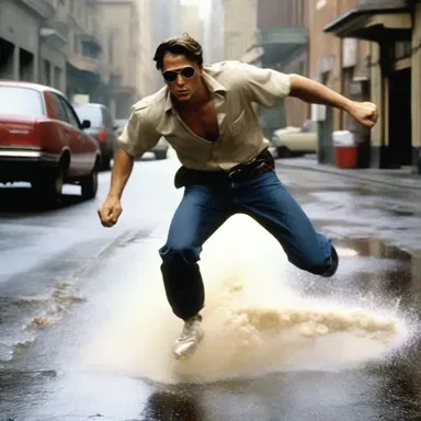 The movie scene depicted a dramatic chase where the hero cleverly slipped away by creating a slippery path using anionic detergent.